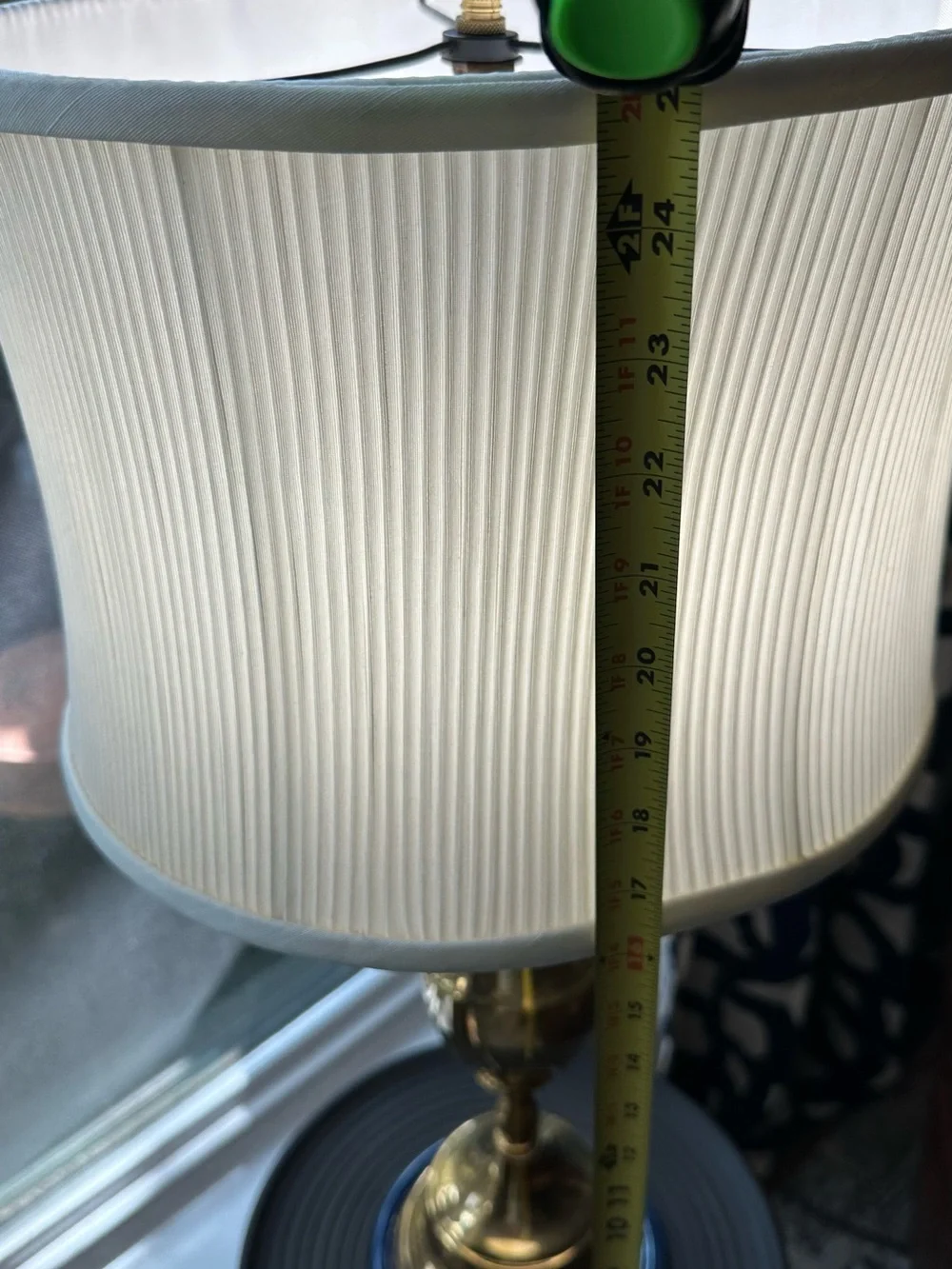 Vintage Urn Shaped Brass Table Lamp with White Pleated Shade